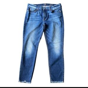 7 For All Mankind Women’s ‘The Ankle’ Skinny Jeans Raw Hem Size 29